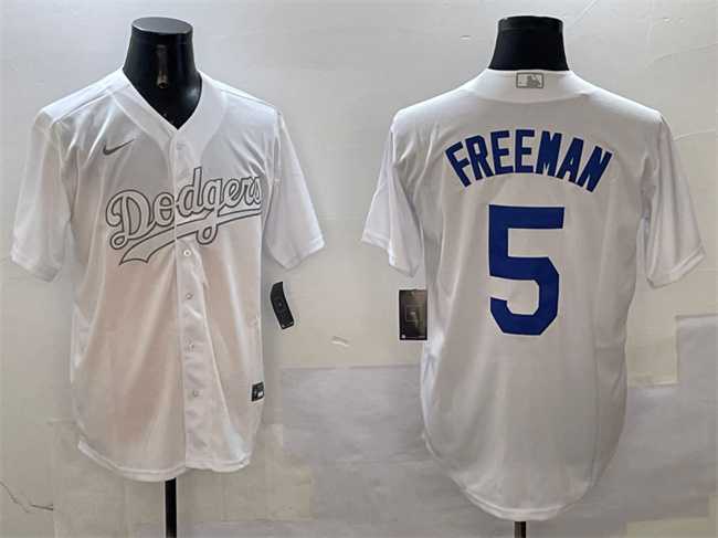 Mens Los Angeles Dodgers #5 Freddie Freeman White Fashion Cool Base Stitched Jersey